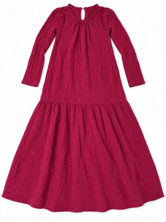 XiRENA Dresses & Skirts - XiRENA Mia Dress Tagged XS Oversized Berry Cotton Gauze Ruffle Tiered Oversized